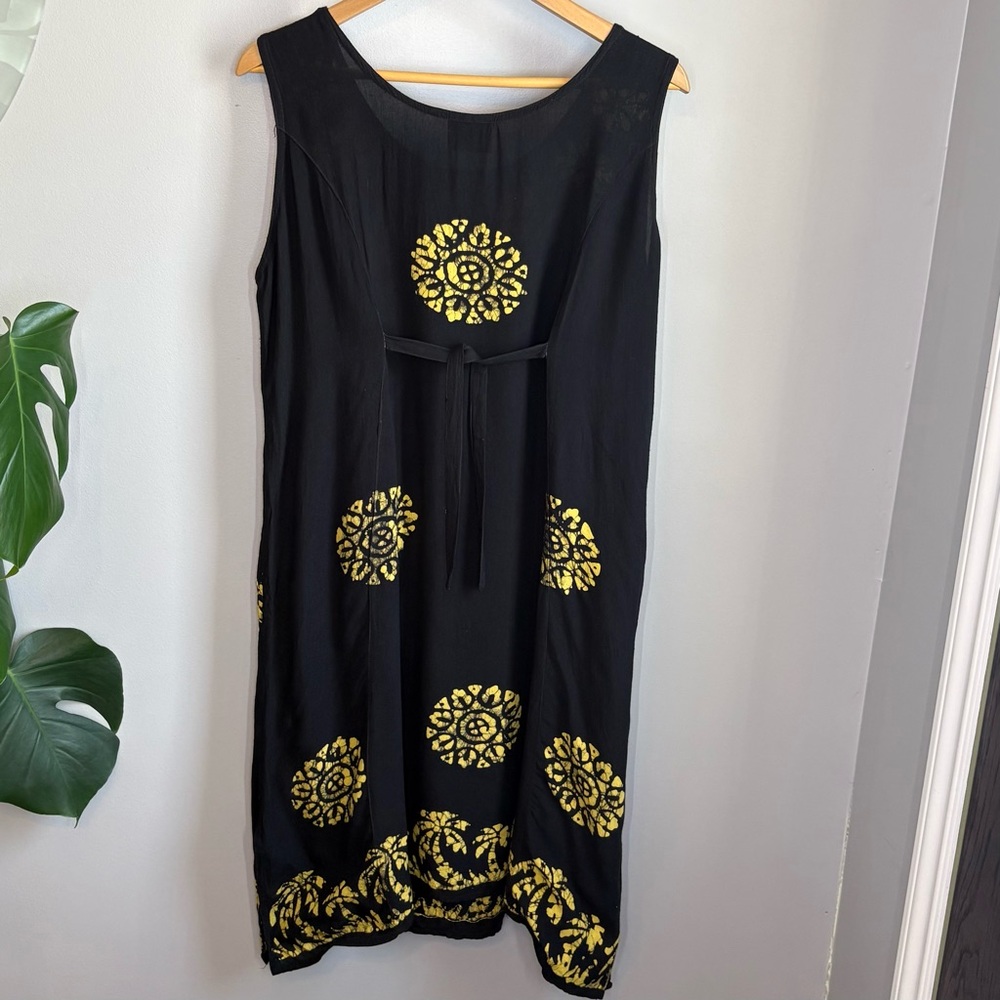 Rima Black Tropical Batik Printed and Embroidered Shift Dress Size Large - Picture 8 of 10